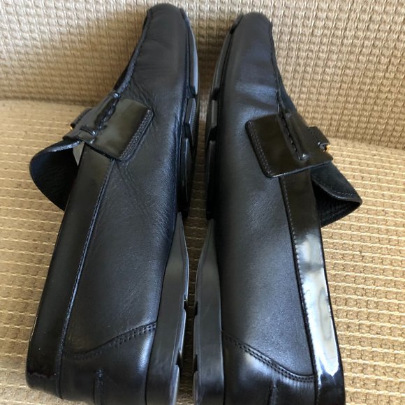 Versace Gold Medusa Black Suede & Patent Leather Loafers with Gold Hardware main image 4